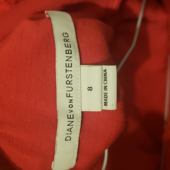 Diane Von Furstenberg red lace 3/4 length sleeve dress size 8 - Picture 4 of 4